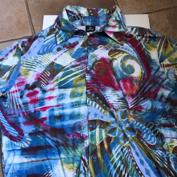 Versace men’s XL button shirt multi color - Picture 1 of 5